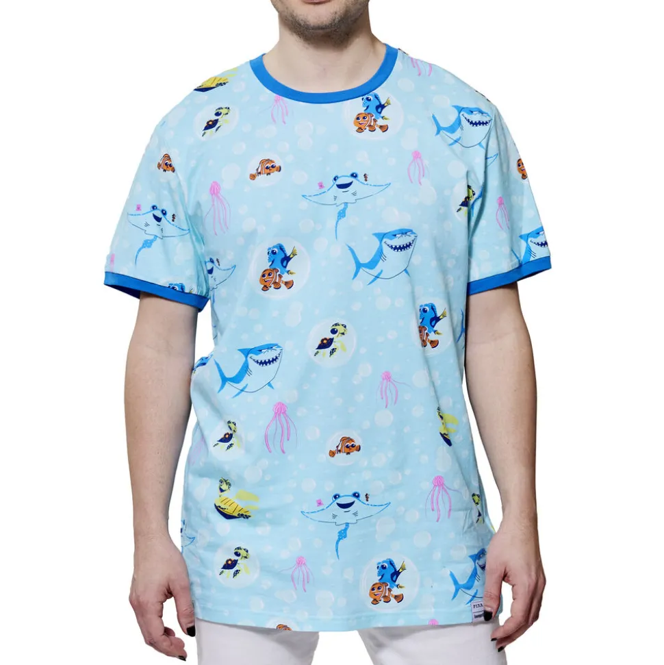 Unisex Pixar Tops<Finding Nemo 20Th Anniversary Bubbles Unisex Ringer Tee