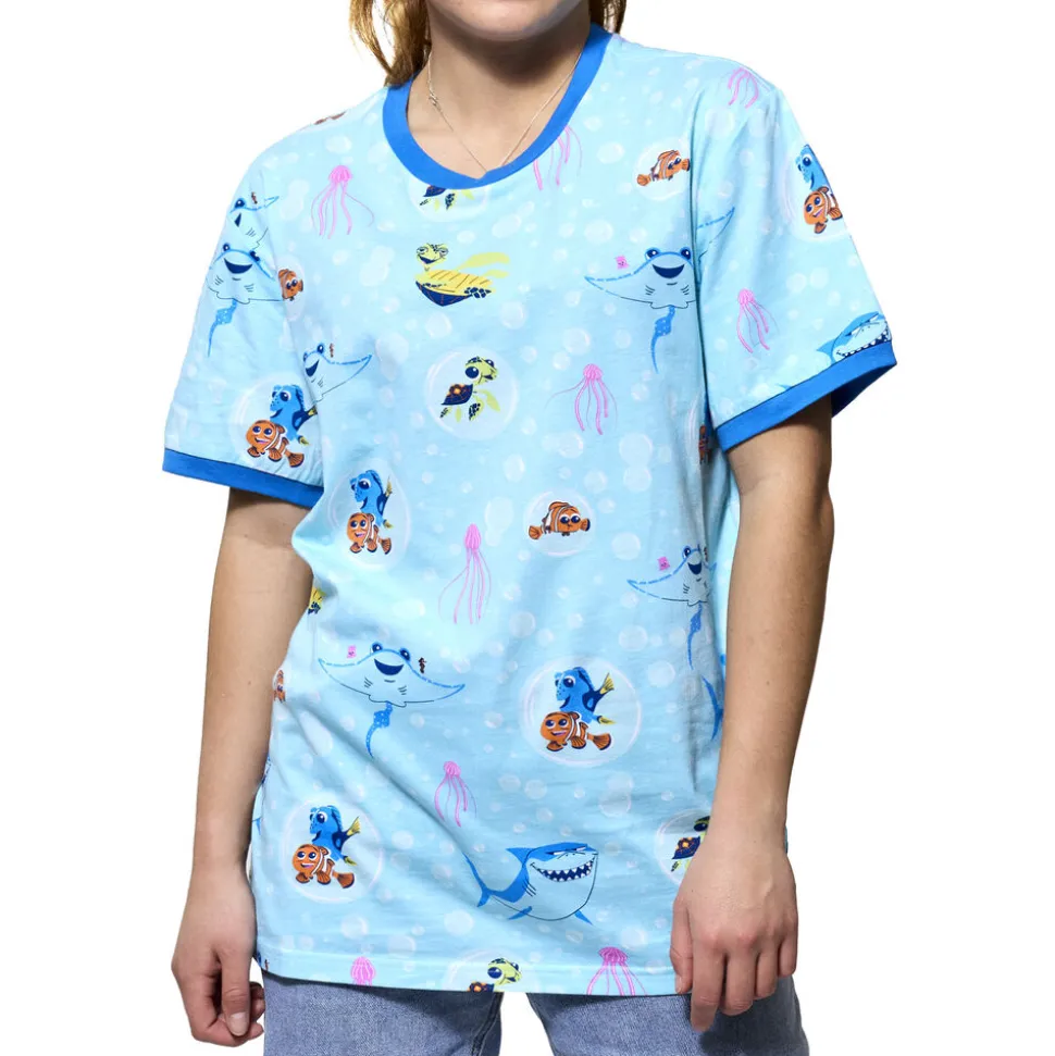 Unisex Pixar Tops<Finding Nemo 20Th Anniversary Bubbles Unisex Ringer Tee