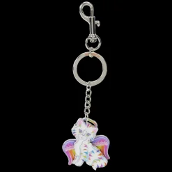 Lisa Frank Keychains< Holographic Glitter Angel Kitty Moving Keychain