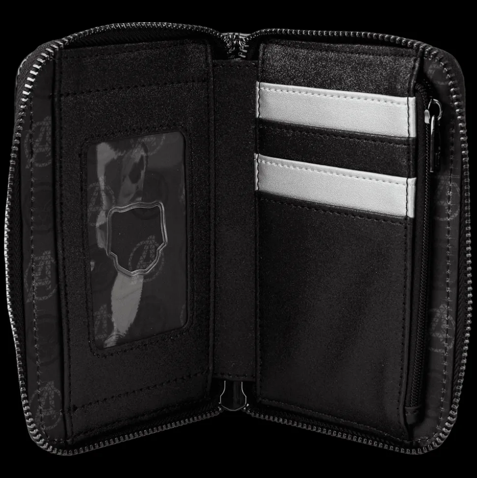 Marvel Wallets< Metallic Black Panther Cosplay Zip Around Wallet