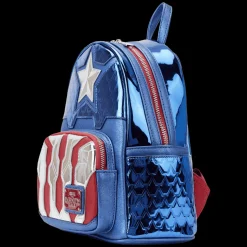 Marvel Mini Backpacks< Metallic Captain America Cosplay Mini Backpack