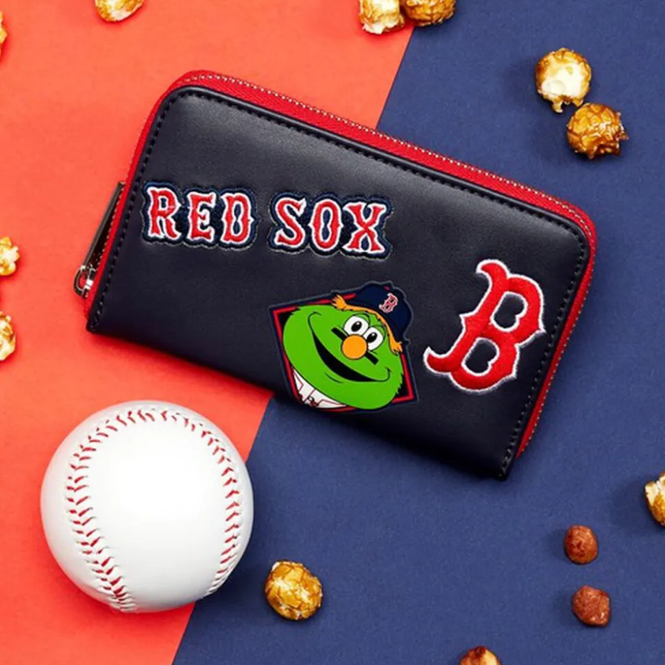 MLB Wallets< Boston Red Sox Patches Zip Around Wallet