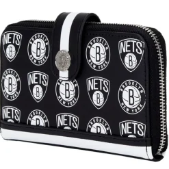 NBA Wallets< Brooklyn Nets Logo Zip Around Wallet