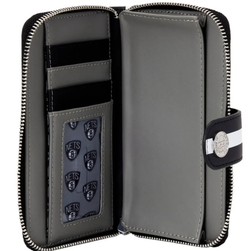 NBA Wallets< Brooklyn Nets Logo Zip Around Wallet