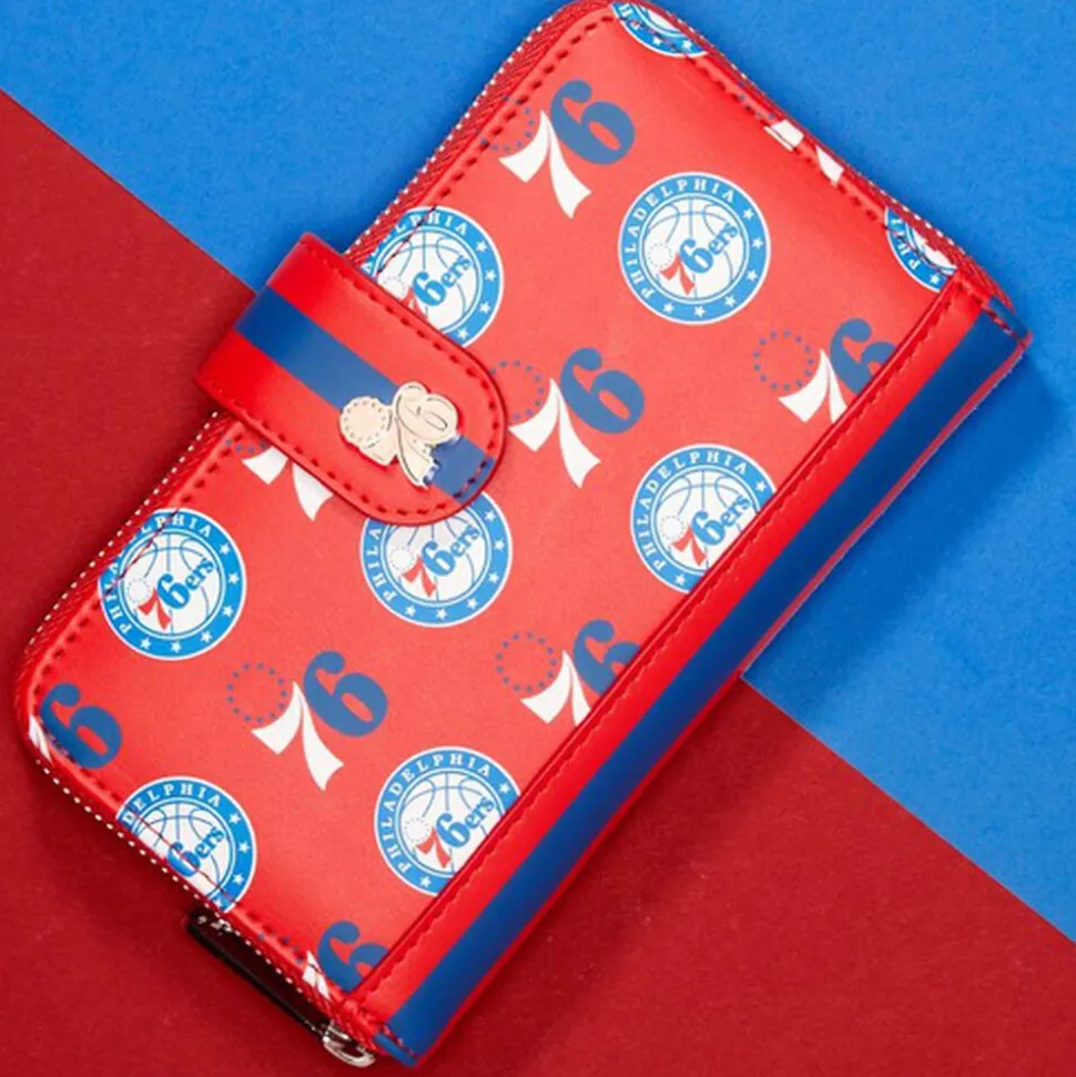 NBA Wallets< Philadelphia 76Ers Logo Zip Around Wallet
