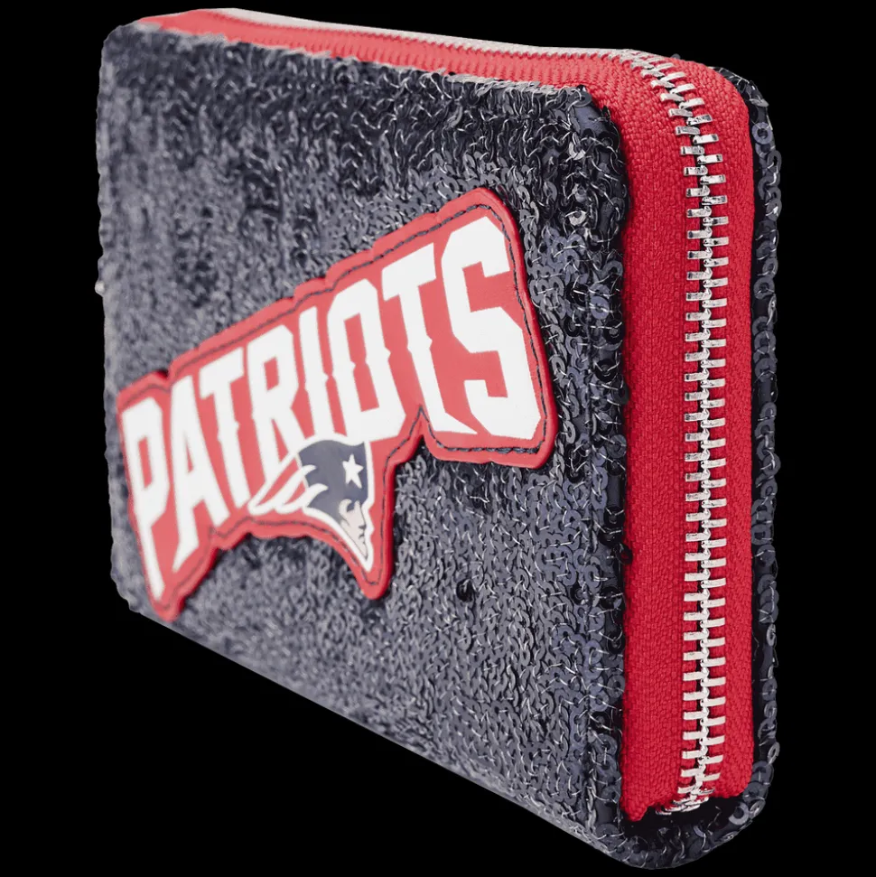 NFL Wallets< New England Patriots Sequin Zip Around Wallet