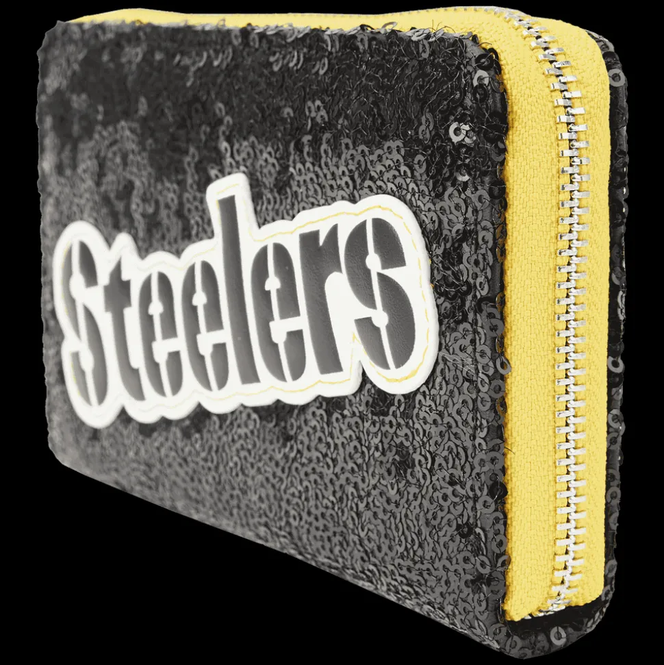 NFL Wallets< Pittsburgh Steelers Sequin Zip Around Wallet